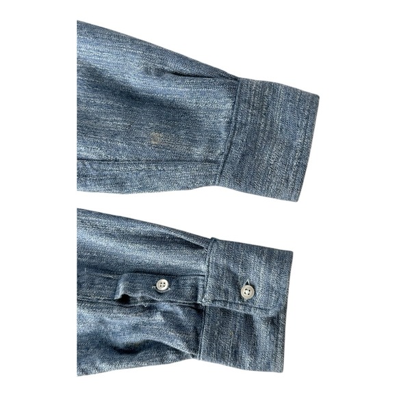 FRANK & EILEEN Boyfriend Shirt BLUE HERRINGBONE FLANNEL Relaxed Soft! XS - Picture 12 of 15